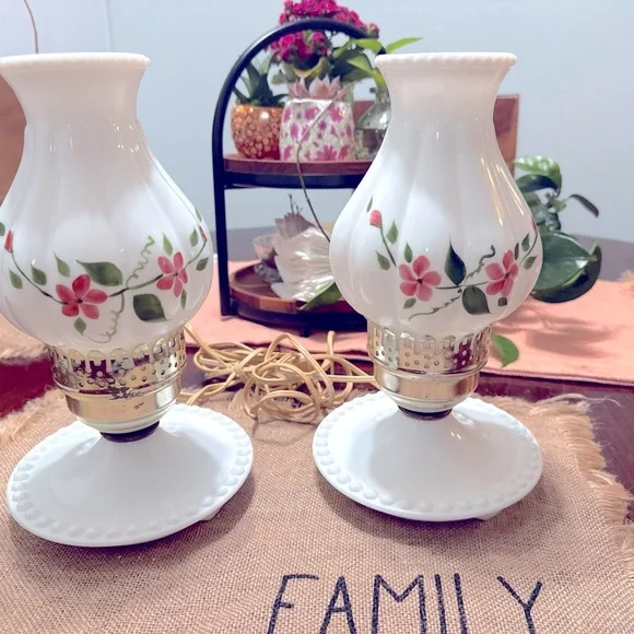 This lamps are in very good condition they are milk glass antique $98.00 each Lanterns